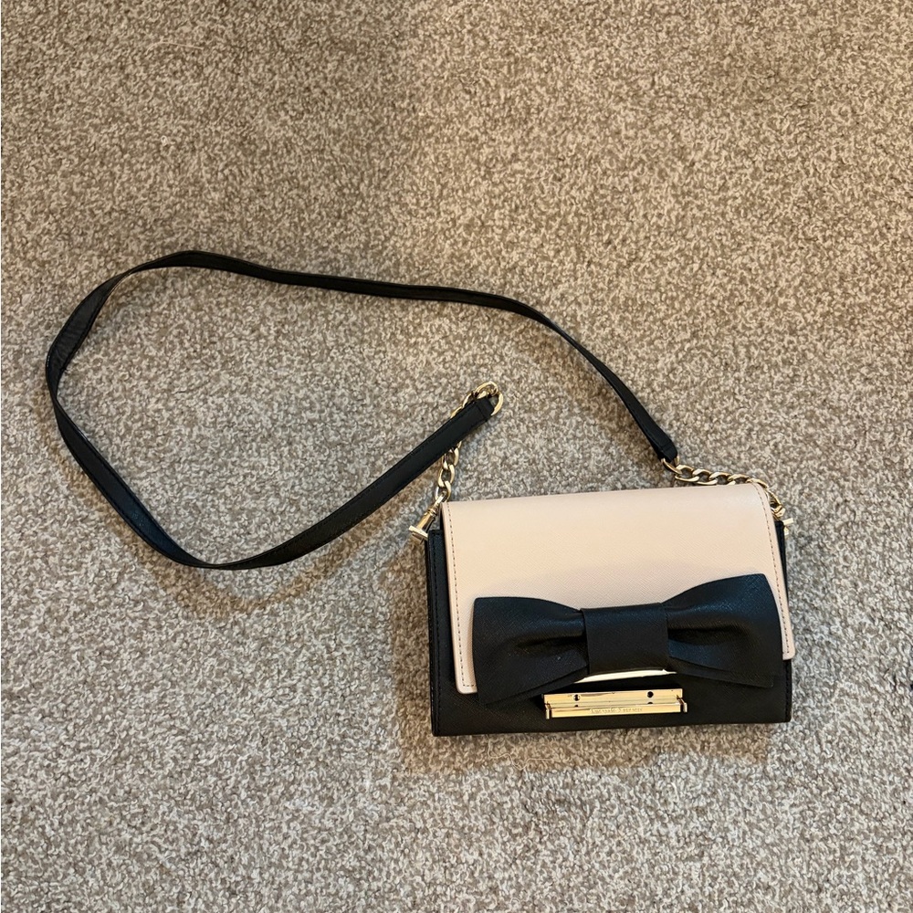 Kate Spade Make it Mine Crossbody Black and Cream Bow Accent Women's Bag